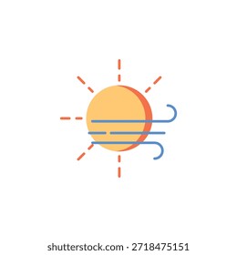Sun And wind vector icon. Weather icon flat style. perfect use for logo, presentation, website, and more. modern icon design color style