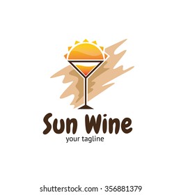 Sun WIne Logo Icon, Sun Icon, WIne Icon
