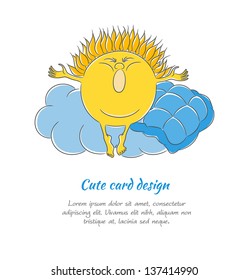 Sun woke up. Vector Illustration.