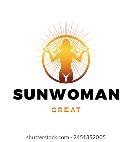 Sun Woman Icon Logo Design Template