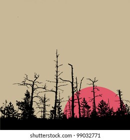 sol en madera sobre fondo marrón, ilustración vectorial