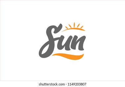 sun word hand writing text typography design with black and orange color suitable for logo, banner or card design