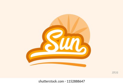 sun word with orange color suitable for card icon or typography logo design