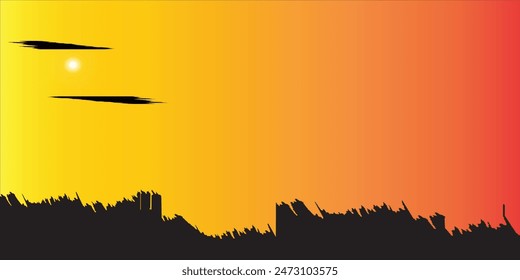 Sun wrapped in black mist bright dynamic abstract vector on golden yellow background