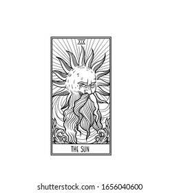 The Sun (XIX) is a trump card in the tarot deck.  Can be used as a sketch of a tattoo.