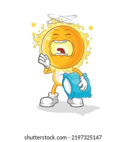 the sun yawn character. cartoon mascot vector