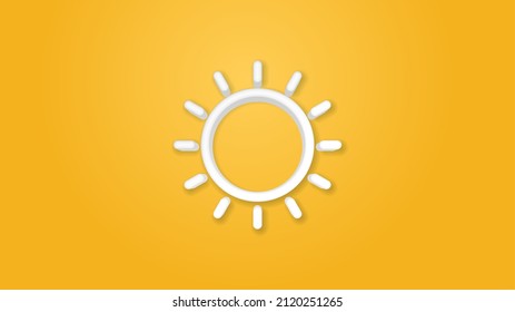 Icono de color plano de 3d línea amarillo Sun. Ilustración vectorial realista. Pictograma aislado. Vista superior. Colorido diseño de sombra transparente.