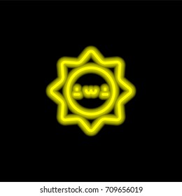 Sun yellow glowing neon ui ux icon. Glowing sign logo vector