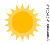 Sun. Yellow icon on white background. Vector illustration. Sun icon in simple style on a white background