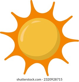 The sun.  Yellow icon on a white background. Vector illustration of the sun.
