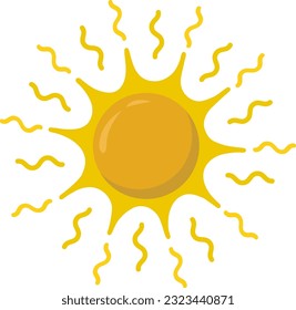 The sun.  Yellow icon on a white background. Vector illustration of the sun.