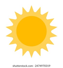 Sun. Yellow icon on white background. Vector illustration. Sun icon in simple style on a white background