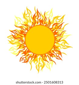 Sun. Yellow icon on white background. Vector illustration. Sun icon in simple style on a white background. Fireball, ball lightning.