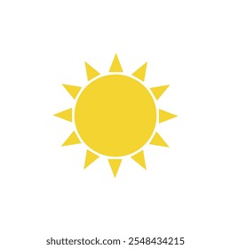 Sun. Yellow icon on white background. Vector illustration. Sun icon in simple style on a white background.