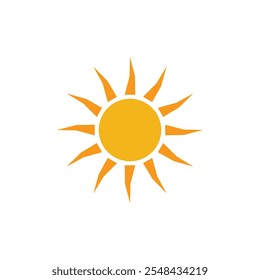 Sol. Icono amarillo sobre fondo blanco. Ilustración vectorial. Icono de sol en estilo simple sobre un fondo blanco.