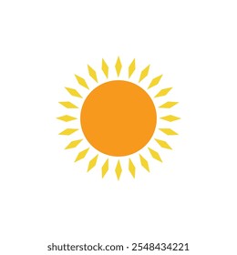 Sol. Ícone amarelo sobre fundo branco. Ilustração vetorial. Ícone de sol em estilo simples em um fundo branco.