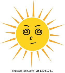 Sun. Yellow icon on white background. Vector illustration. Sun icon in simple style on a white background