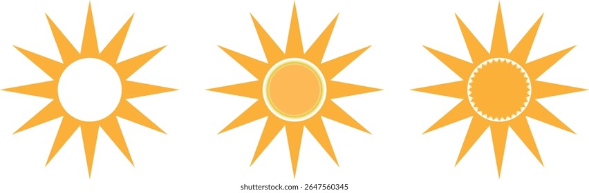 Sol. Ícone amarelo sobre fundo branco. Ilustração vetorial. Ícone de sol em fundo de estilo simples.em um branco	
