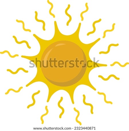 The sun.  Yellow icon on a white background. Vector illustration of the sun.