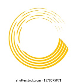 sun, yellow lines created abstract spiral shape, vector