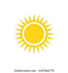 Sun yellow logo vector on white background. Sun design for weather, summer, spring.