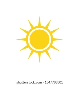 Sun yellow logo vector on white background. Sun design for weather, summer, spring.