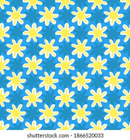 The sun is yellow on a blue background. Pattern for children's textiles, fabric, background, wrapping paper, Wallpaper, pajamas.