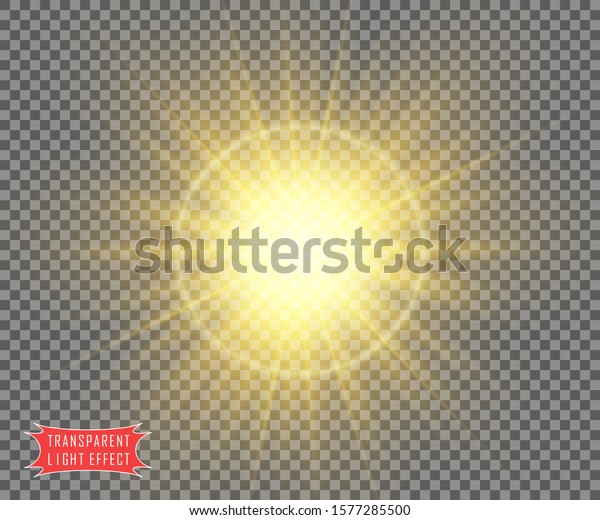透明な背景に日が黄色で 太陽の柔らかい光や星の光が当たります ベクトルオブジェクトが分離されます のベクター画像素材 ロイヤリティフリー