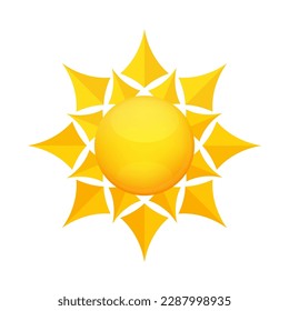 Sun yellow orange isolated on white background. Cartoon minimal style. Summer concept. Icon 3d vector illustration.