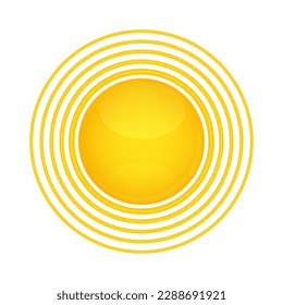 Sun yellow orange isolated on white background. Cartoon minimal style. Summer concept. Icon 3d vector illustration.