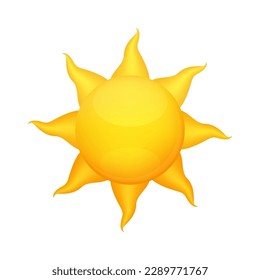 Anaranjado amarillo solar aislado de fondo blanco. Dibujo de estilo mínimo. Concepto de verano. Icono 3d ilustración vectorial.