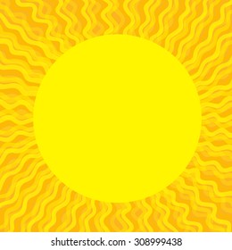 Sun yellow rays on orange background