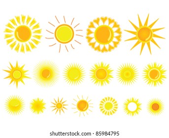 sun yellow set vector illustration on white background