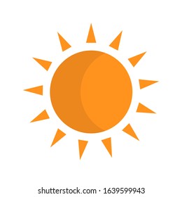 Sun yellow vector icon on white background. Isolated flat sunlight illustration 