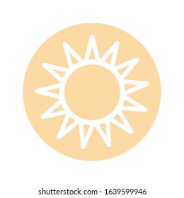 Sun yellow vector icon on white background. Isolated flat sunlight illustration 