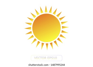 Sun yellow vector icon set sol on white background. Isolated flat sunlight illustration collection element for logo, weather, summer, spring, autumn. Burst symbol template