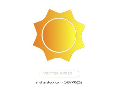 Sun yellow vector icon set sol on white background. Isolated flat sunlight illustration collection element for logo, weather, summer, spring, autumn. Burst symbol template