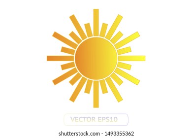 Sun yellow vector icon set sol on white background. Isolated flat sunlight illustration collection element for logo, weather, summer, spring, autumn. Burst symbol template