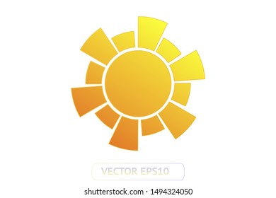 Sun yellow vector icon set sol on white background. Isolated flat sunlight illustration collection element for logo, weather, summer, spring, autumn. Burst symbol template