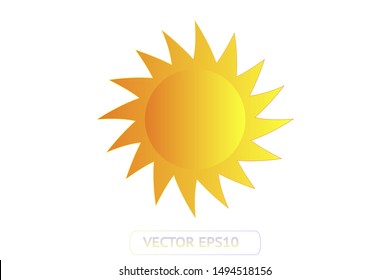 Sun yellow vector icon set sol on white background. Isolated flat sunlight illustration collection element for logo, weather, summer, spring, autumn. Burst symbol template