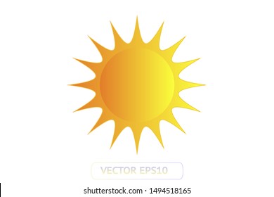 Sun yellow vector icon set sol on white background. Isolated flat sunlight illustration collection element for logo, weather, summer, spring, autumn. Burst symbol template