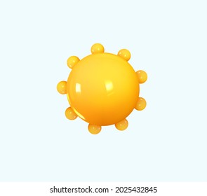 Sun Yellow Weather Icon. Realistic 3d Symbol Design. Vector Illustration