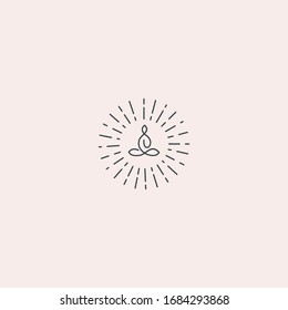 Sun yoga logo template design in Vector illustration 