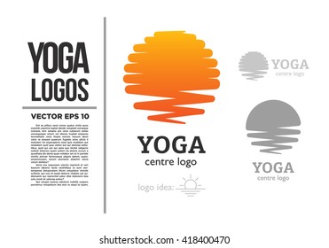 Sun Yoga Sea Logo Vector Illustration