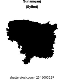 Mapa en blanco del distrito de Sunamganj