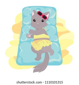 Sunbath Cat in Swimsuit