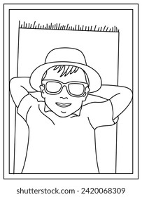 Sunbath goggles, hand drawn vector of colouring page