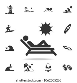 sunbathe icon. Detailed set of beach holidays icons. Premium quality graphic design. One of the collection icons for websites, web design, mobile app on white background