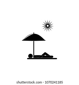 sunbathe under an umbrella icon. Element of holiday at sea illustration. Premium quality graphic design icon. Signs and symbols collection icon for websites, web design, mobile app on white background
