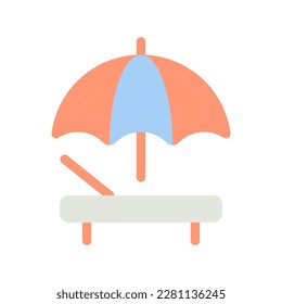Sunbathing beach area flat color ui icon. Coastal getaway. GPS navigation. Search for place on map. Simple filled element for mobile app. Colorful solid pictogram. Vector isolated RGB illustration